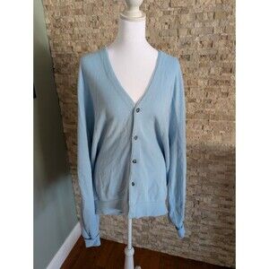 Vintage 80s 90s Unisex Blue Cardigan Sweater XL Made In USA Grandpa Grandmacore